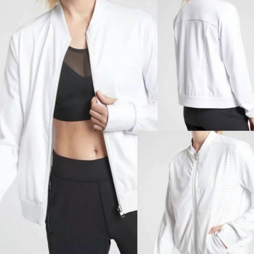Athleta A-Game Reversible Bomber Jacket White